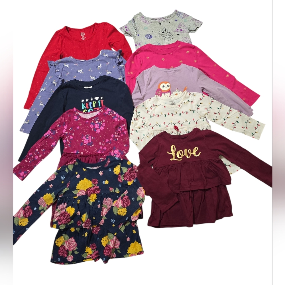 Bundle Lot Toddler Girls Long Sleeve Shirts/dresses Sizes 4T/4/5